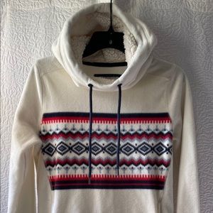 Abercrombie & Fitch Cream Sweater with Red and Blue Pattern